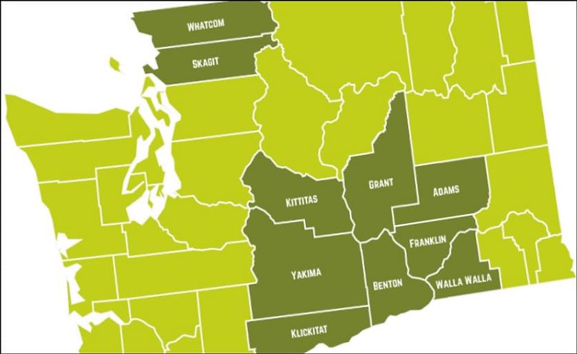 This map shows where in the state Washington potatoes are grown (Courtesy: Washington State Potato Commission)