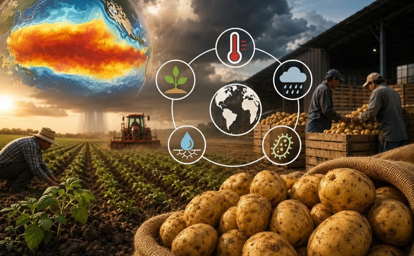 Growers and researchers are investing in climate-resilient potato varieties, precision irrigation, and improved disease management to reduce weather-related risks. Growers and researchers are investing in climate-resilient potato varieties, precision irrigation, and improved disease management to reduce weather-related risks.