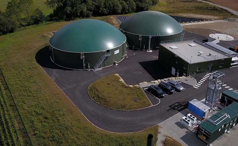 Aerial view of the WELTEC biogas plant at ALTHO, a French manufacturer of potato chips in St. Gérand, Brittany. Aerial view of the WELTEC biogas plant at ALTHO, a French manufacturer of potato chips in St. Gérand, Brittany.