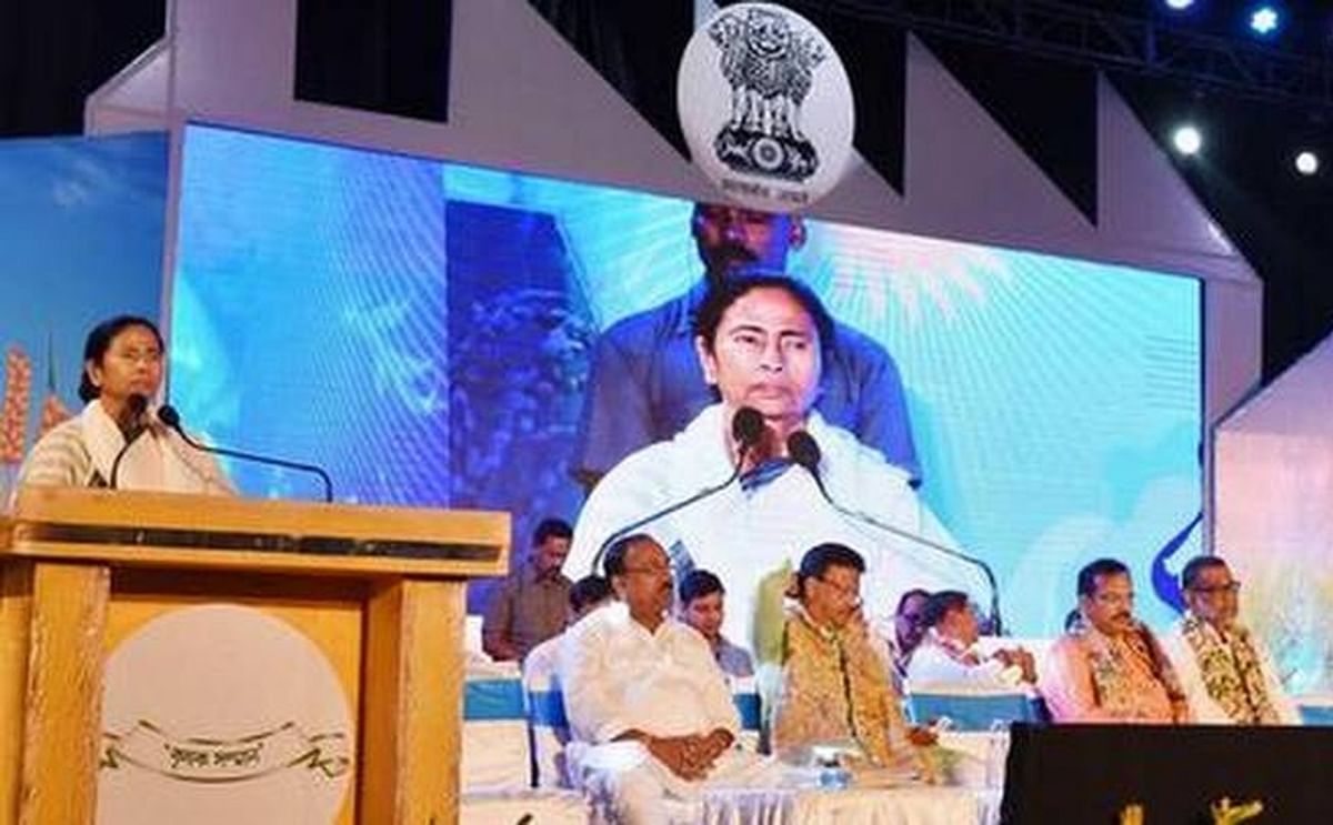 West Bengal Chief Minister Mamata Banerjee speaking in Kolkata on Tuesday.