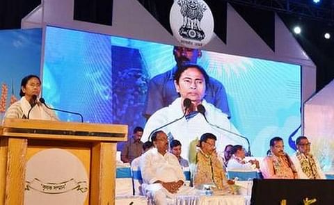 West Bengal Chief Minister Mamata Banerjee speaking in Kolkata on Tuesday. West Bengal Chief Minister Mamata Banerjee speaking in Kolkata on Tuesday.
