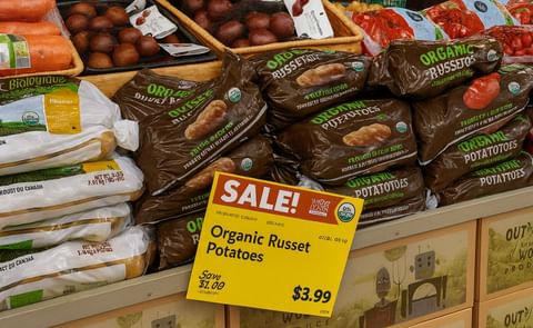 Organic Russet Potatoes on sale at a Whole Foods Market in Mississauga, Ontario, Canada earlier this year. Organic Russet Potatoes on sale at a Whole Foods Market in Mississauga, Ontario, Canada earlier this year.