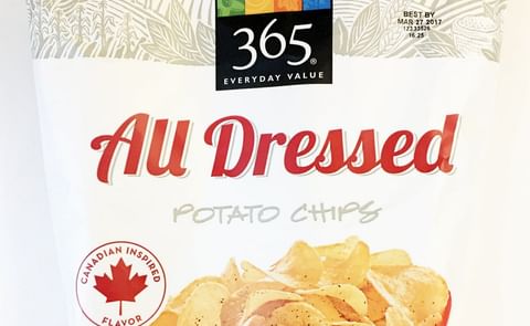 All dressed potato chips from Whole Foods Market private label brand 365 Everyday Value. All dressed potato chips from Whole Foods Market private label brand 365 Everyday Value.