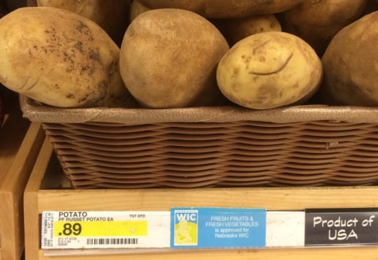 Photo of potatoes displaying WIC sign
was taken at a local grocery store in the
San Luis Valley of Colorado. Photo of potatoes displaying WIC sign
was taken at a local grocery store in the
San Luis Valley of Colorado.