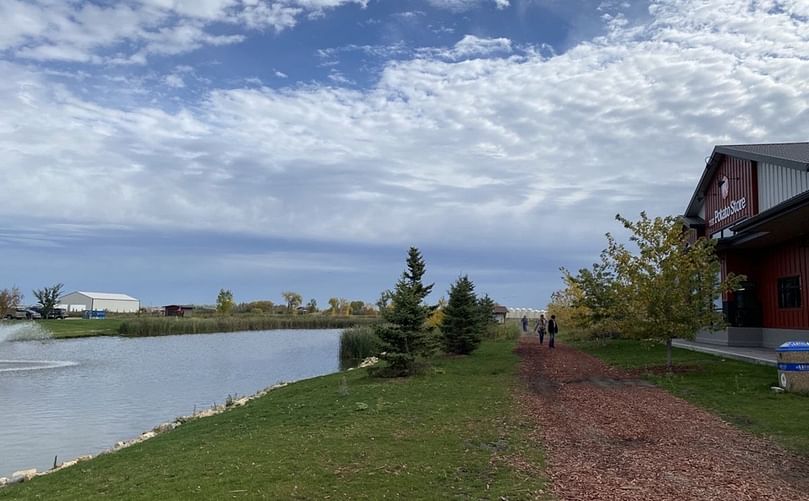 The Discover Nature Sanctuary walking path is right behind The Potato Store, which itself is located directly across the pond from the Kroeker's head office The Discover Nature Sanctuary walking path is right behind The Potato Store, which itself is located directly across the pond from the Kroeker's head office