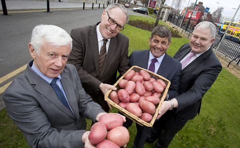 From left to right: Liam Glennon, chairman, World Potato Congress Organising Committee; Romain Cools, president, World Potato Congress; Minister of State at Department of Agriculture, Food and Marine Andrew Doyle; and Michael Hoey, president of the Irish From left to right: Liam Glennon, chairman, World Potato Congress Organising Committee; Romain Cools, president, World Potato Congress; Minister of State at Department of Agriculture, Food and Marine Andrew Doyle; and Michael Hoey, president of the Irish