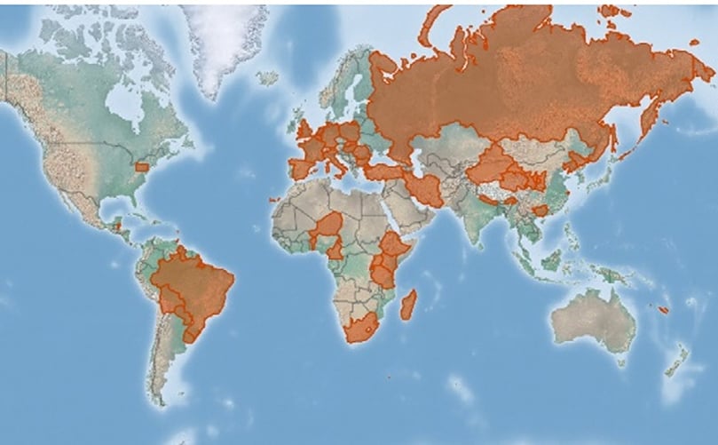 Worldwide distribution of Ralstonia solanacearum. (Courtesy: CABI (2024)) Worldwide distribution of Ralstonia solanacearum. (Courtesy: CABI (2024))