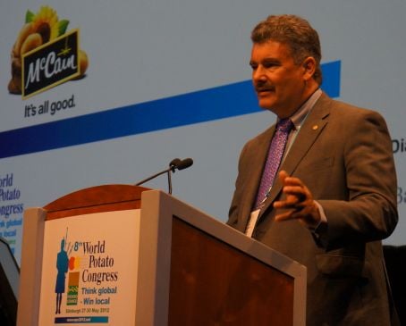 Nick Vermont, regional CEO, McCain Foods Ltd, speaking at WPC 2012 (Photo: PotatoPro) Nick Vermont, regional CEO, McCain Foods Ltd, speaking at WPC 2012 (Photo: PotatoPro)