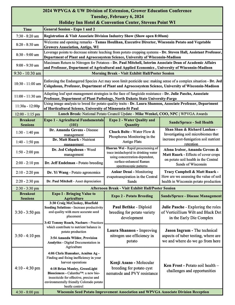 2024 WPVGA Grower Education Conference & Industry Show-Agenda