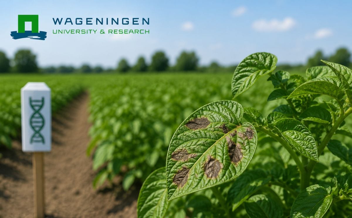 La Universidad de Wageningen (WUR) realiza ensayos de campo con variedades de patata editadas mediante CRISPR para mejorar la resistencia frente a Phytophthora infestans y reducir el uso de pesticidas.