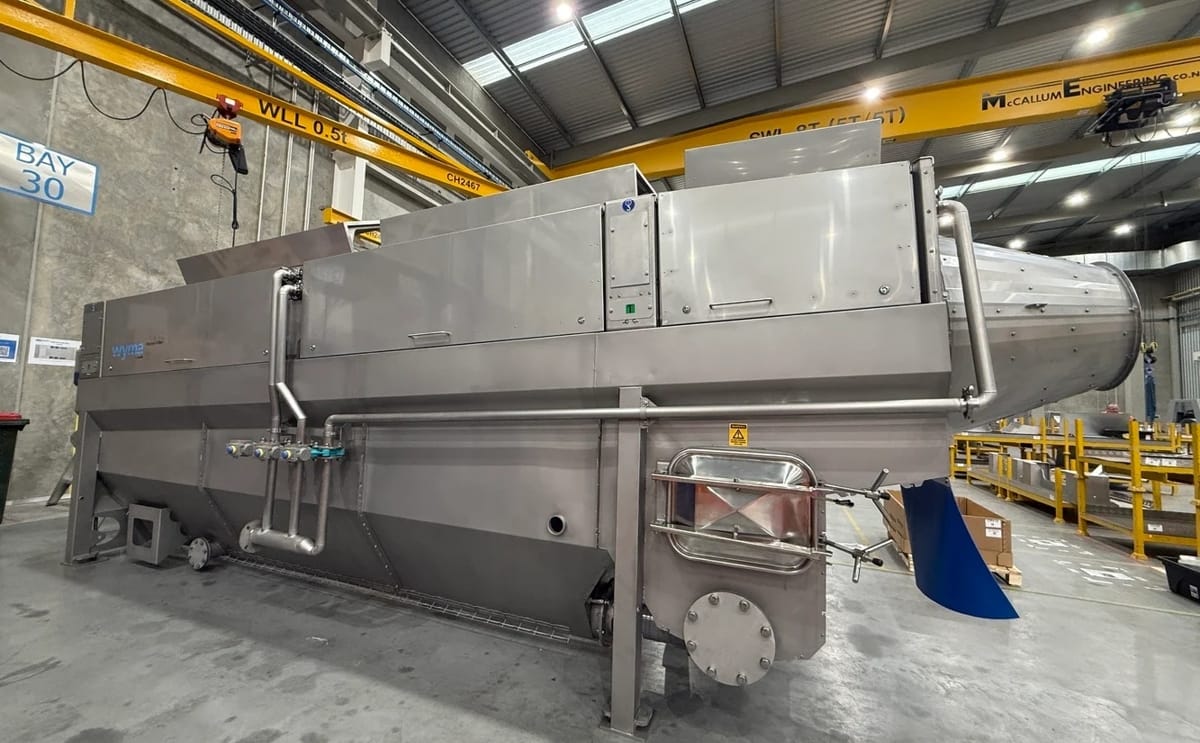 Wyma’s Micron Filter XL in production, delivering high-capacity water filtration and recycling for packhouses and food processing facilities.
