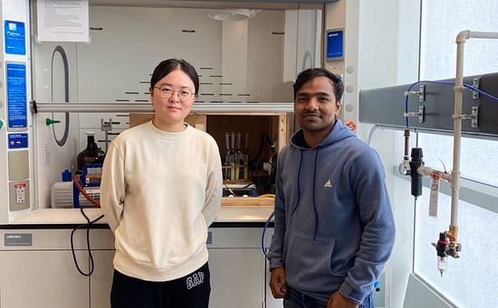 Yulin Hu, left, and Nasim Mia, right, are experimenting with hydrogen production at UPEI using sources such as potatoes, sawdust, and UV light. Yulin Hu, left, and Nasim Mia, right, are experimenting with hydrogen production at UPEI using sources such as 