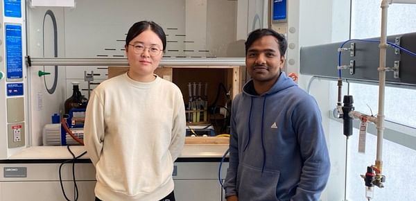 Yulin Hu, left, and Nasim Mia, right, are experimenting with hydrogen production at UPEI using sources such as potatoes, sawdust, and UV light. Yulin Hu, left, and Nasim Mia, right, are experimenting with hydrogen production at UPEI using sources such as 