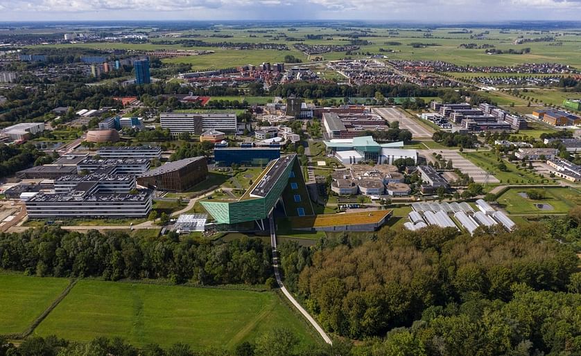 Aerial view of the Zernike Campus in Groningen (The Netherlands). The Zernike Campus is home to "Rijksuniversiteit Groningen" en "Hanzehogeschool Groningen", two education and research organisations (educating about 35000 students) as well as 150 companie
